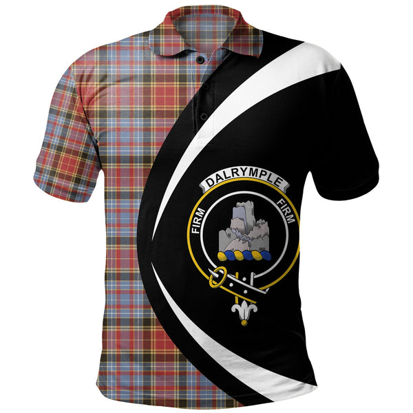 Dalrymple of Castleton Weathered Clan Badge Tartan Polo Shirt Circle Style Personalized