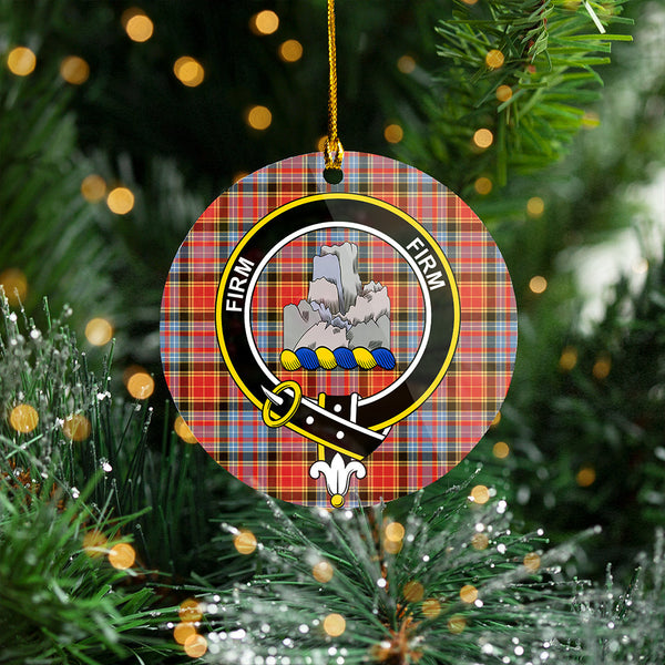 Dalrymple of Castleton Weathered Clan Badge Tartan Plastic Christmas Ornaments