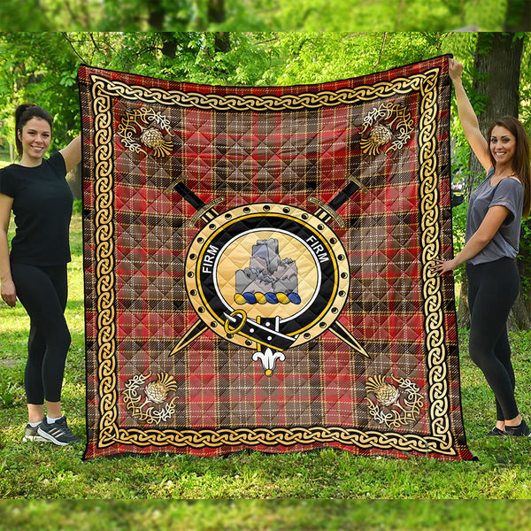 Dalrymple of Castleton #2 Weathered Clan Badge Tartan Premium Quilt Celtic Shield