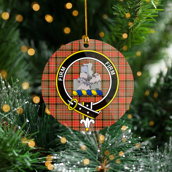 Dalrymple of Castleton #2 Weathered Clan Badge Tartan Plastic Christmas Ornaments