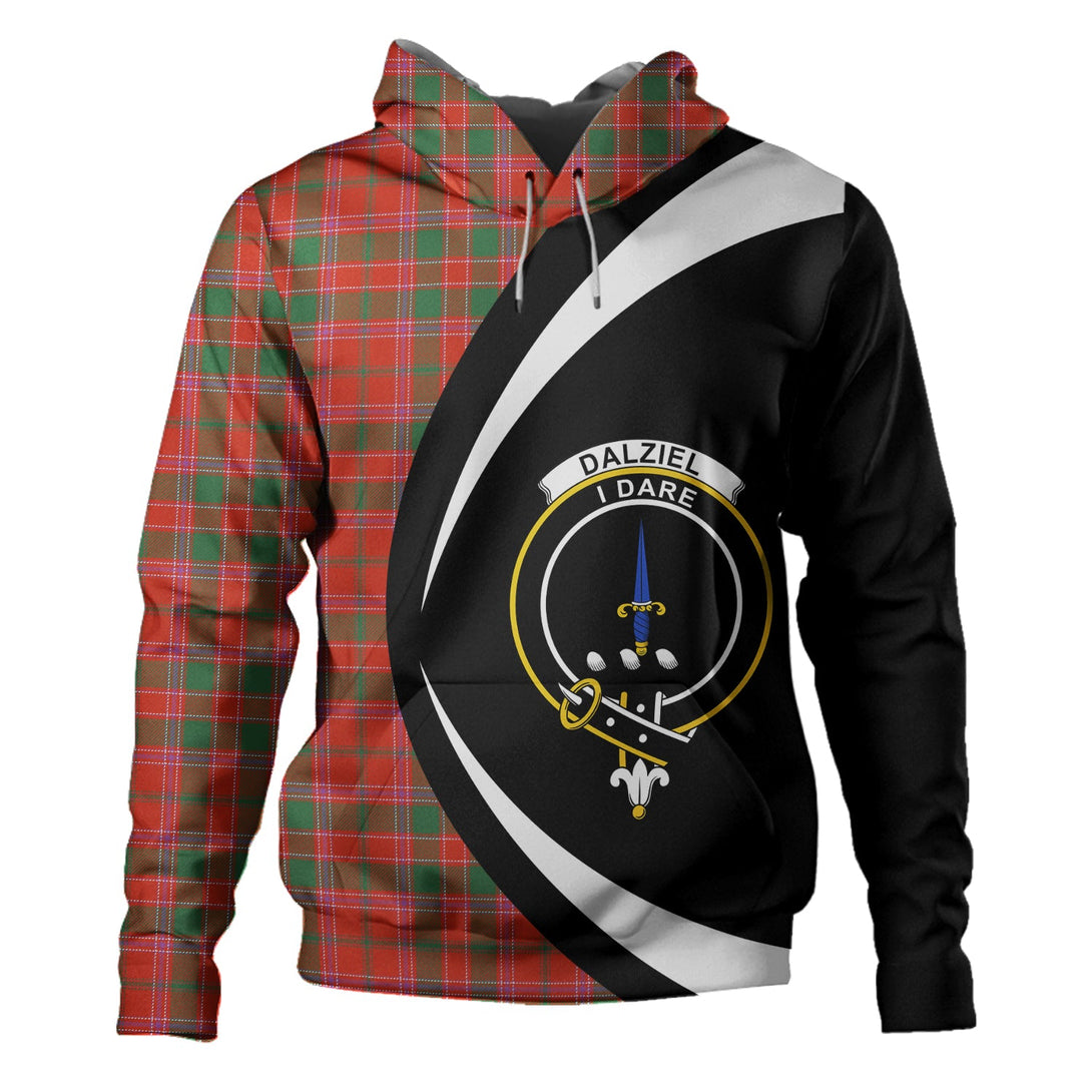 Dalziel Ancient Clan Badge Tartan Hoodie Circle Style