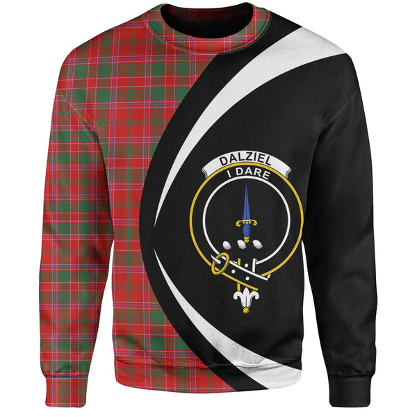 Dalziel Modern Clan Badge Tartan Sweatshirt Circle Style Personalized