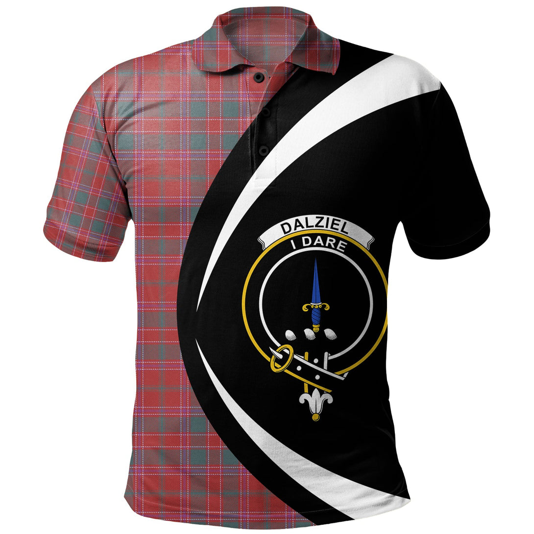 Dalziel Weathered Clan Badge Tartan Polo Shirt Circle Style Personalized