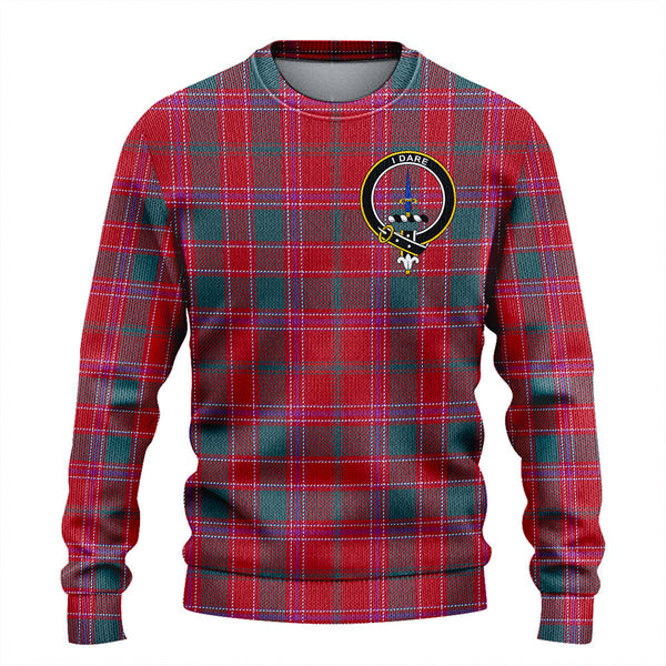 Dalziel Weathered Clan Badge Tartan Knitted Sweater