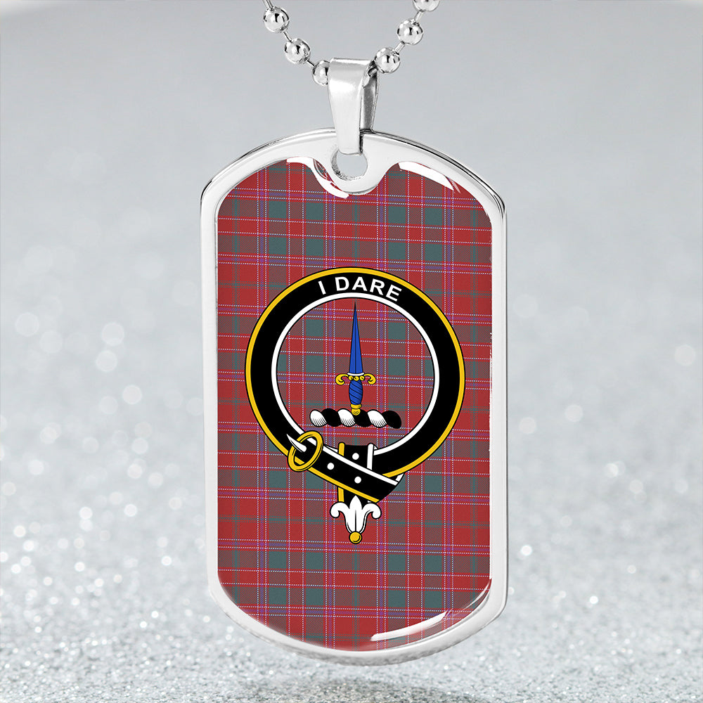 Dalziel Weathered Clan Badge Classic Tartan Dog Tag Necklace