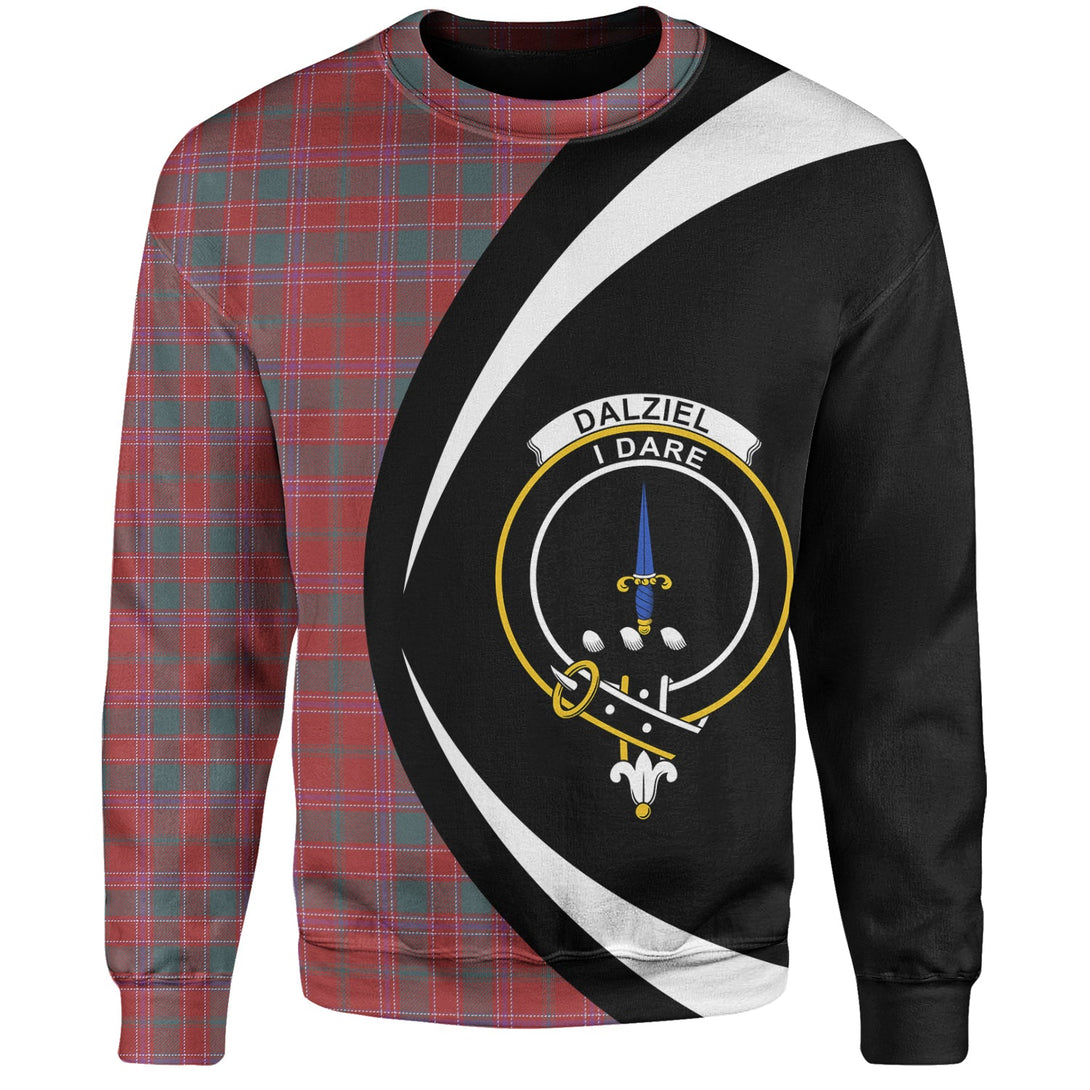 Dalziel Weathered Clan Badge Tartan Sweatshirt Circle Style Personalized