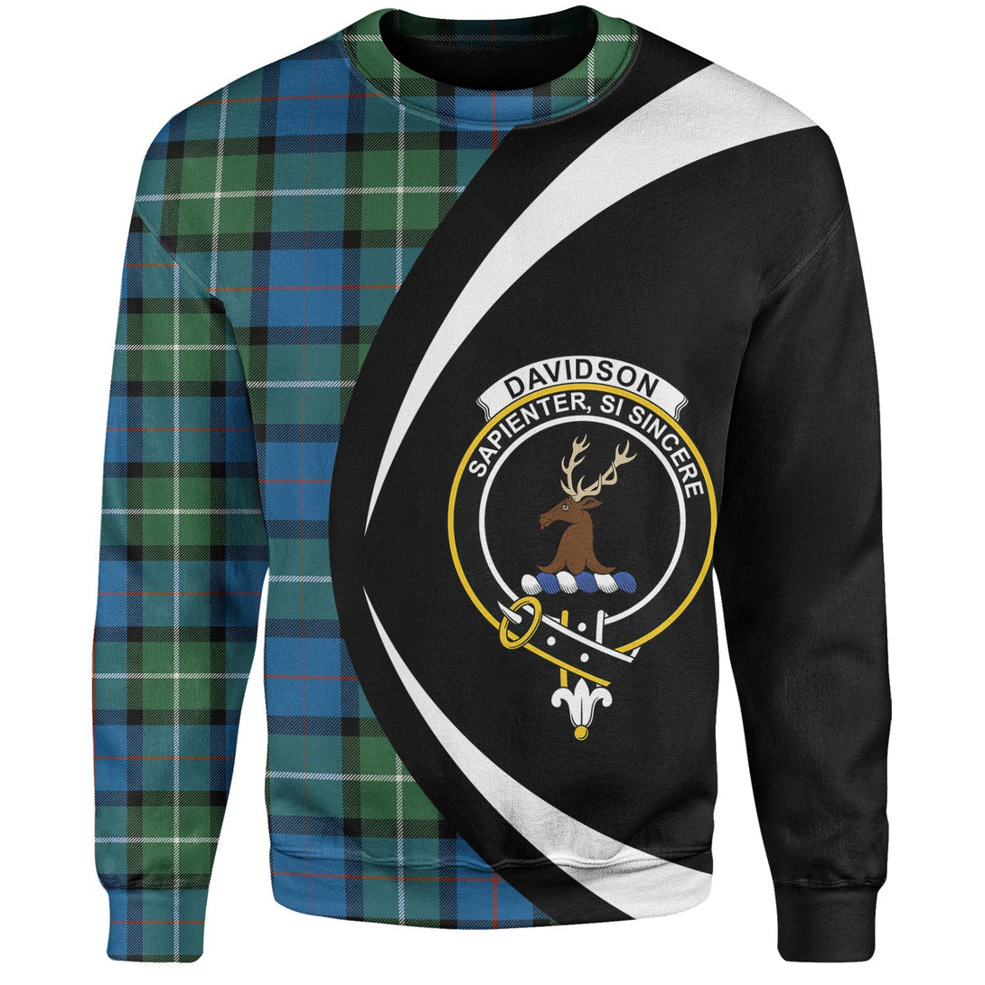 Davidson Ancient Clan Badge Tartan Sweatshirt Circle Style Personalized