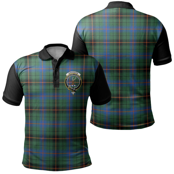 Davidson Ancient Tartan Crest Polo Shirt Black Neck 1 Style