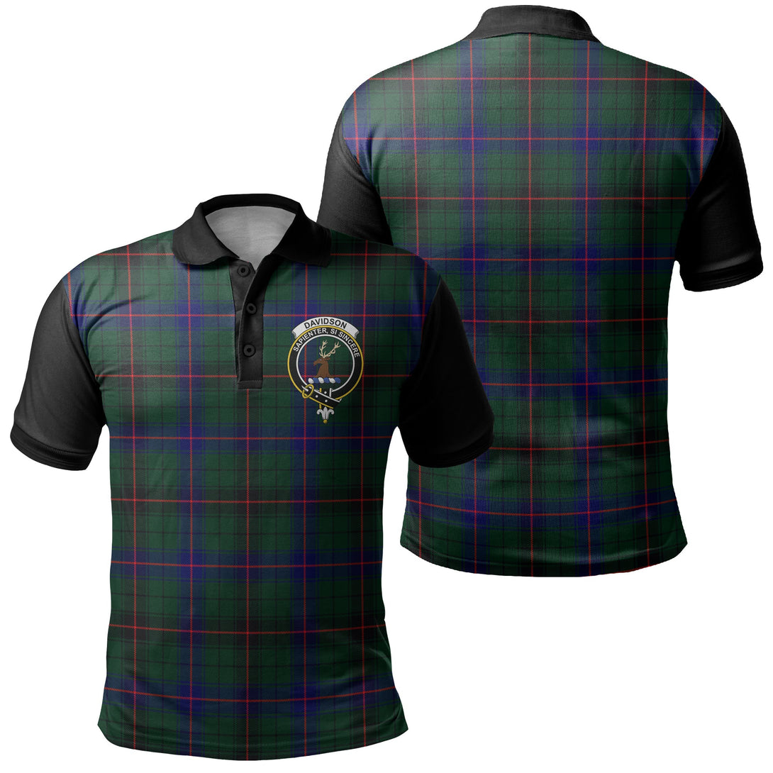 Davidson Modern Tartan Crest Polo Shirt Black Neck 1 Style