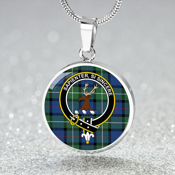 Davidson Modern Clan Badge Tartan Classic Circle Necklace