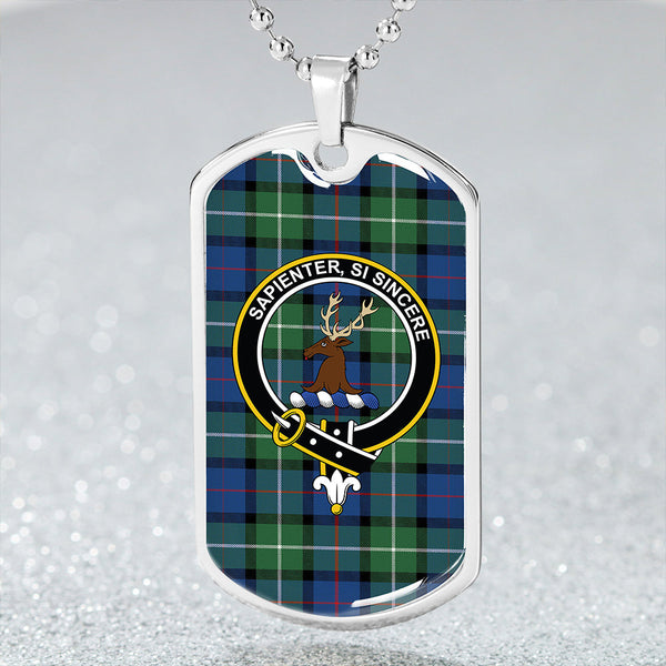 Davidson Modern Clan Badge Classic Tartan Dog Tag Necklace