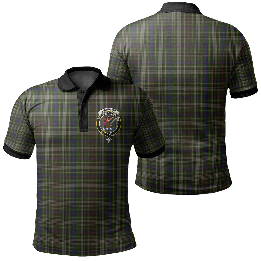 Davidson Tulloch Dress Tartan Crest Polo Shirt Black Neck 2 Style