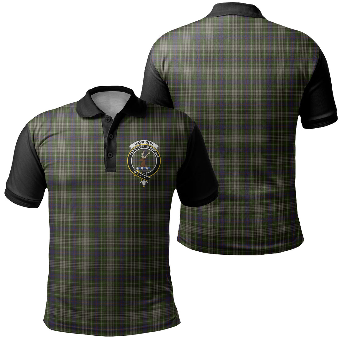 Davidson Tulloch Dress Tartan Crest Polo Shirt Black Neck 1 Style