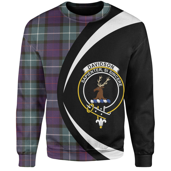 Davidson Weathered Clan Badge Tartan Sweatshirt Circle Style Personalized