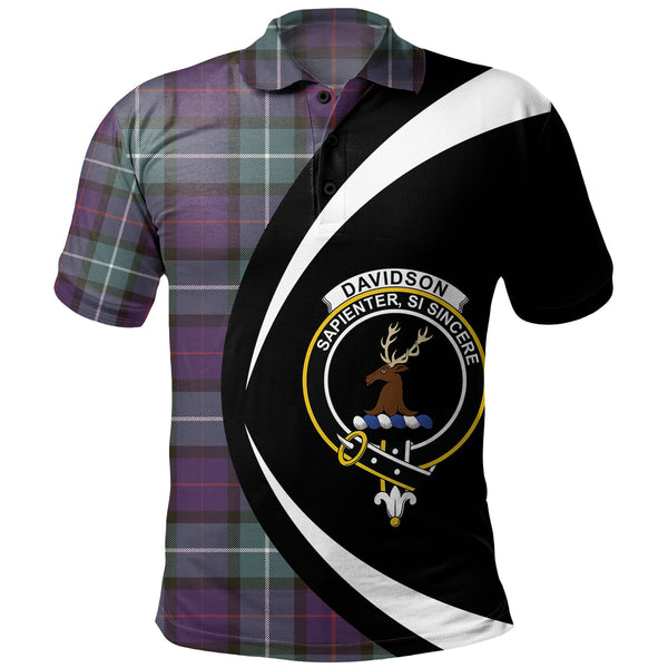 Davidson Weathered Clan Badge Tartan Polo Shirt Circle Style Personalized