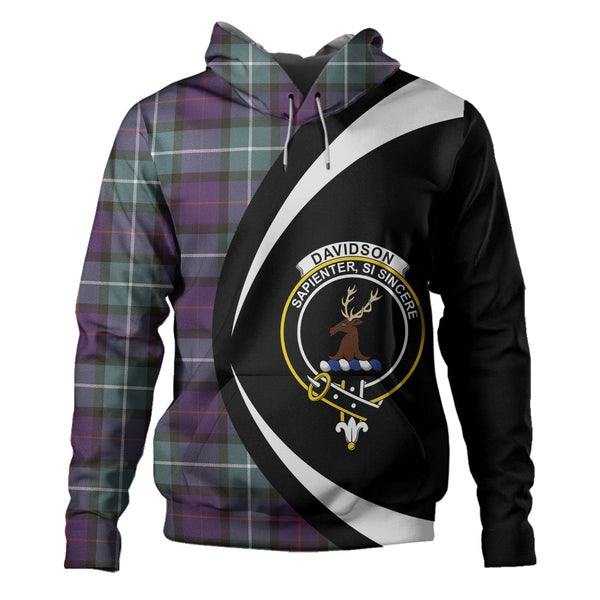 Davidson Weathered Clan Badge Tartan Hoodie Circle Style