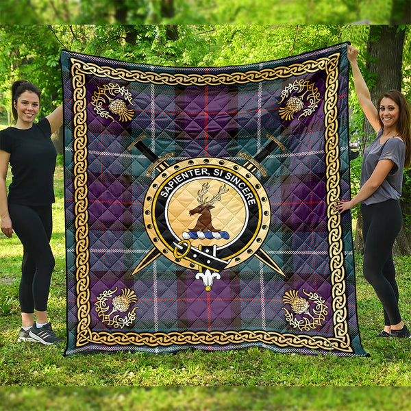 Davidson Weathered Clan Badge Tartan Premium Quilt Celtic Shield