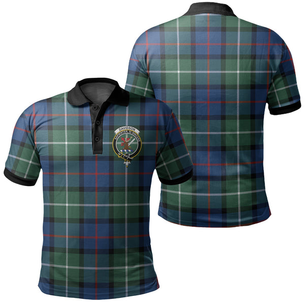 Davidson of Tulloch Tartan Crest Polo Shirt Black Neck 2 Style