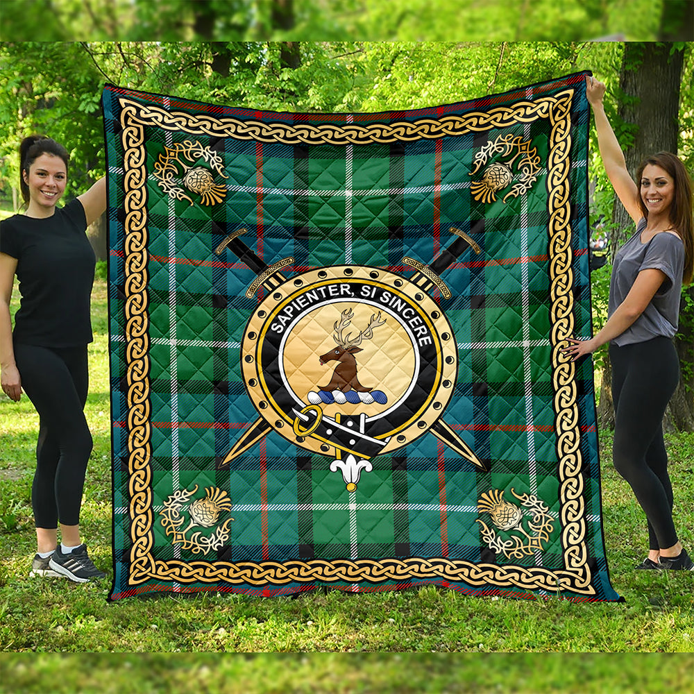 Davidson of Tulloch Ancient Clan Badge Tartan Premium Quilt Celtic Shield