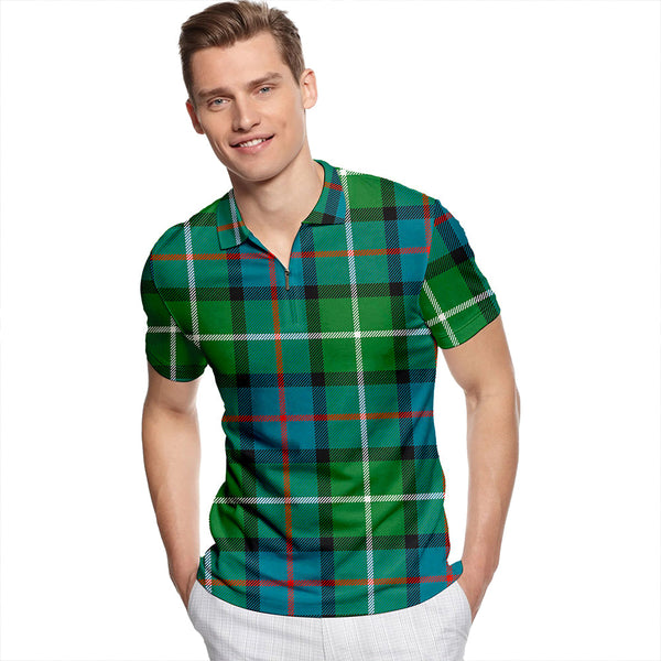 Davidson of Tulloch Ancient Tartan Classic Lapel Zip Short Sleeve Polo