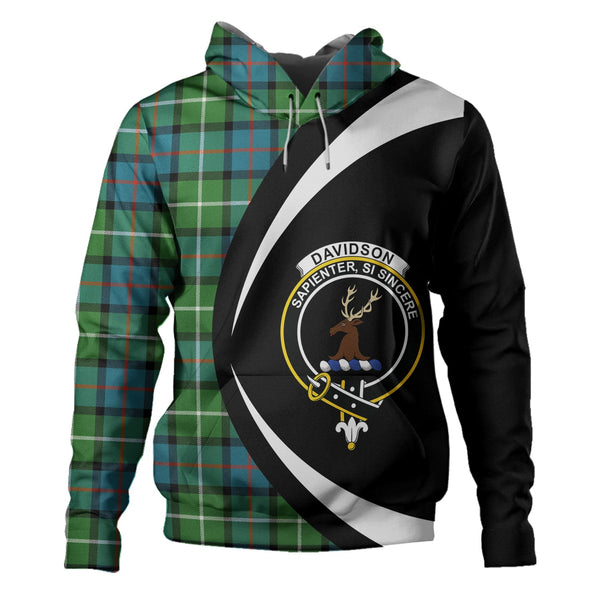 Davidson of Tulloch Ancient Clan Badge Tartan Hoodie Circle Style