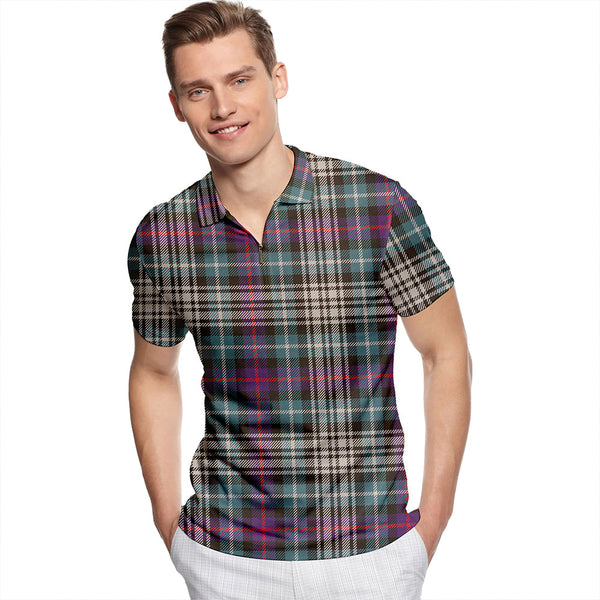 Davidson of Tulloch Dress Weathered Tartan Classic Lapel Zip Short Sleeve Polo