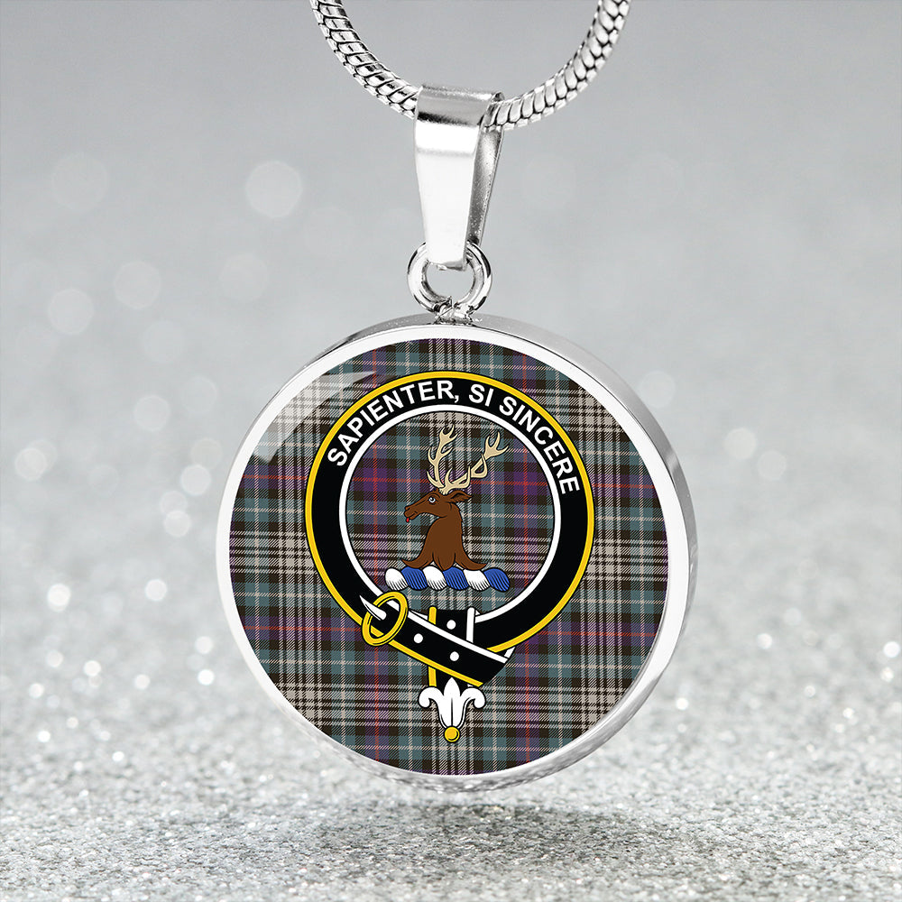 Davidson of Tulloch Dress Weathered Clan Badge Tartan Classic Circle Necklace