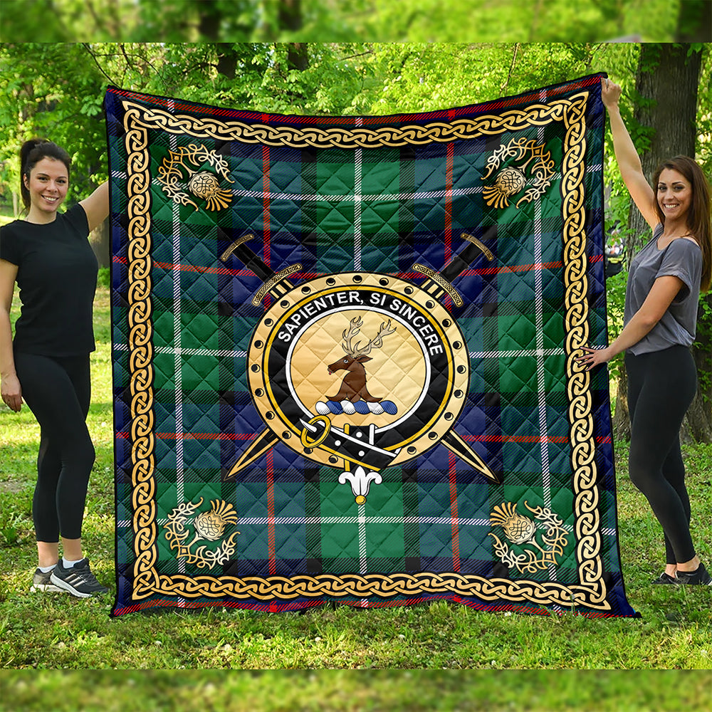 Davidson of Tulloch Modern Clan Badge Tartan Premium Quilt Celtic Shield