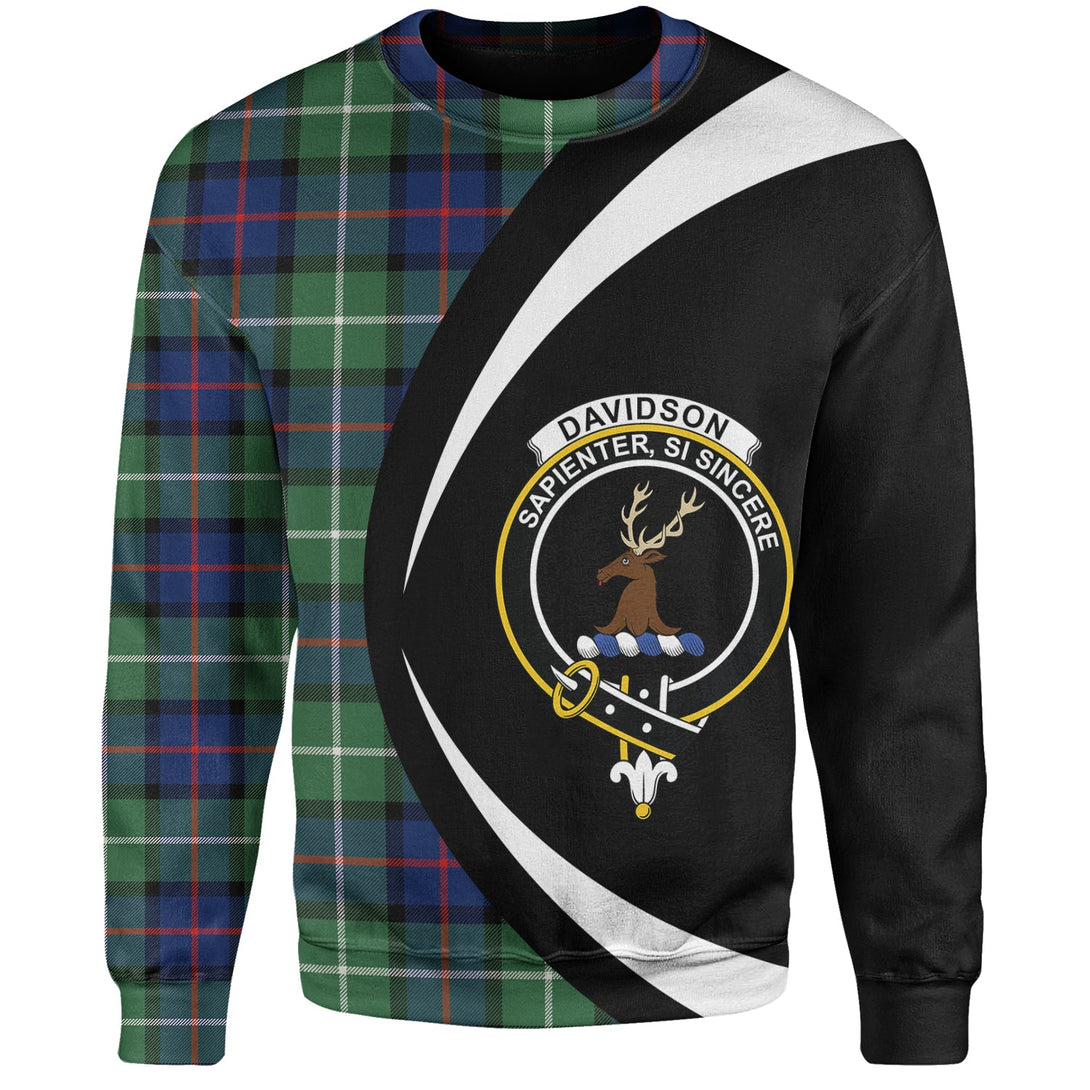 Davidson of Tulloch Modern Clan Badge Tartan Sweatshirt Circle Style Personalized