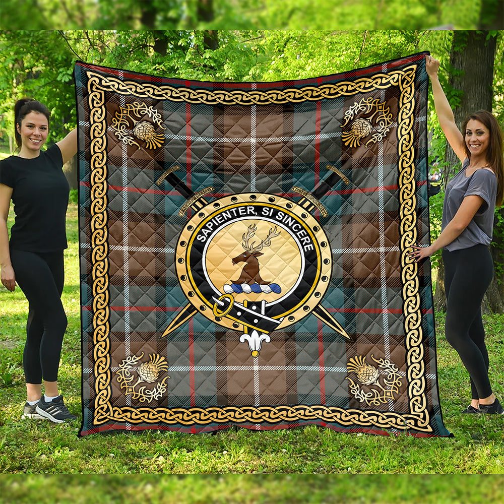 Davidson of Tulloch Weathered Clan Badge Tartan Premium Quilt Celtic Shield