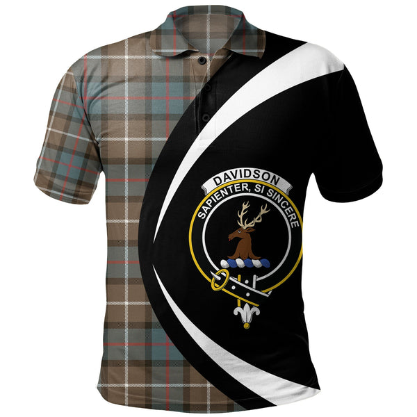 Davidson of Tulloch Weathered Clan Badge Tartan Polo Shirt Circle Style Personalized