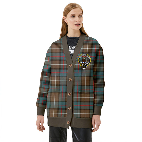 Davidson of Tulloch Weathered Clan Badge Tartan V-neck Cardigan