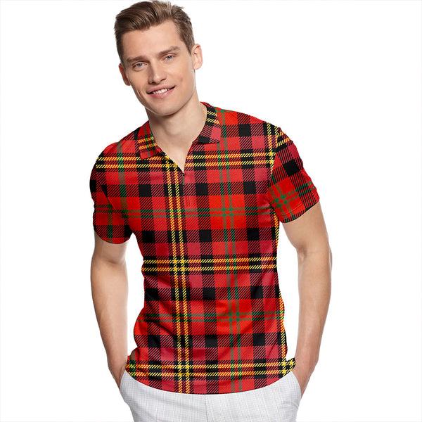 Davis Ancient Tartan Classic Lapel Zip Short Sleeve Polo