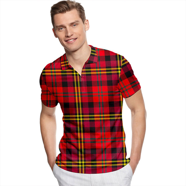 Davis Modern Tartan Classic Lapel Zip Short Sleeve Polo