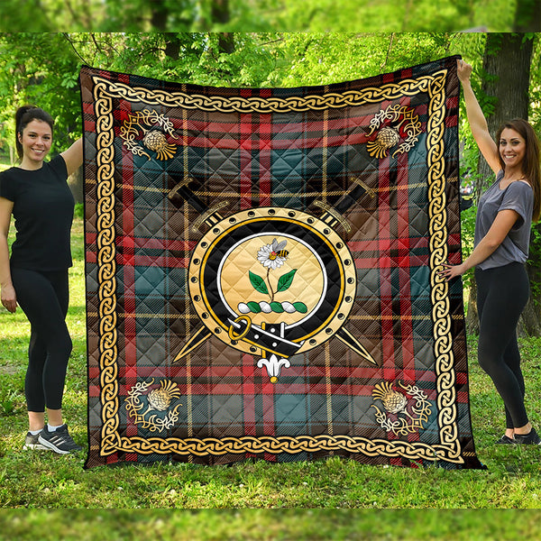 Deas Weathered Clan Badge Tartan Premium Quilt Celtic Shield