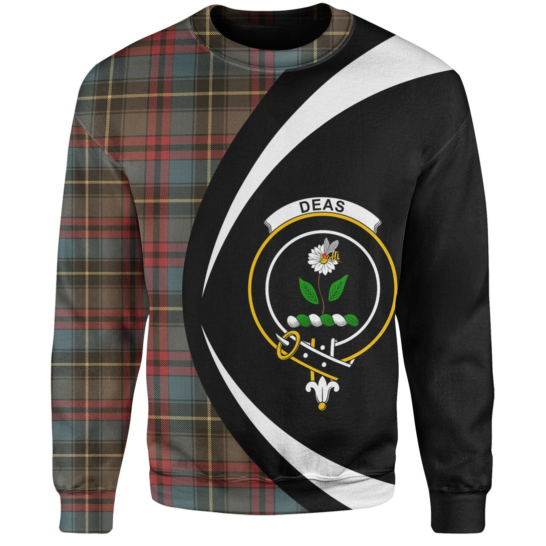 Deas Weathered Clan Badge Tartan Sweatshirt Circle Style Personalized