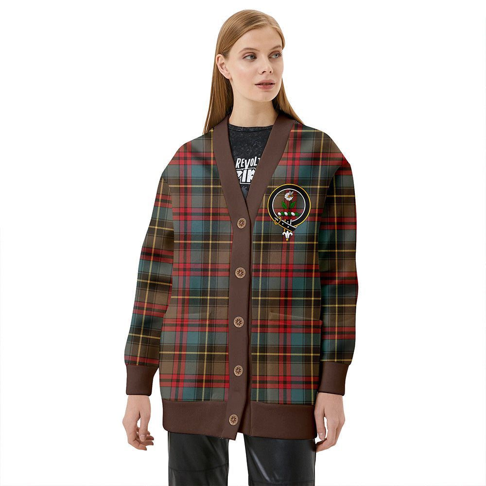 Deas Weathered Clan Badge Tartan V-neck Cardigan