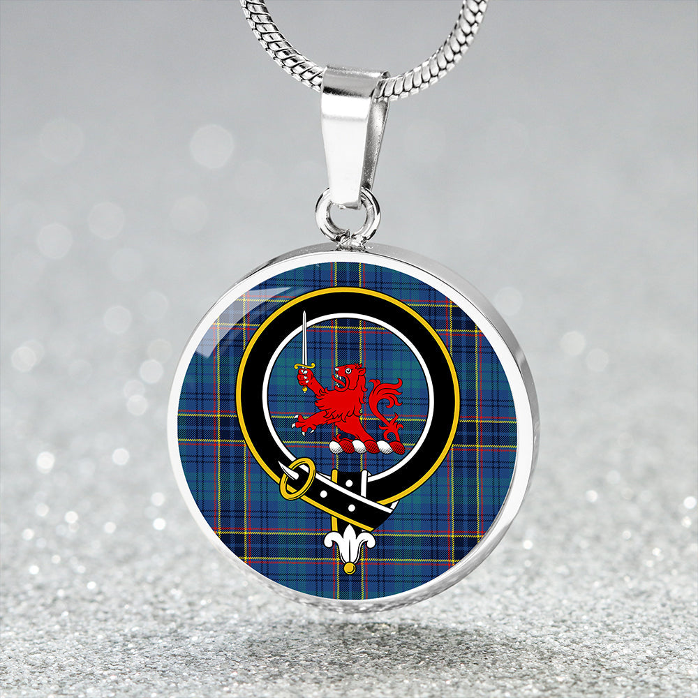 Dempster Modern Clan Badge Tartan Classic Circle Necklace