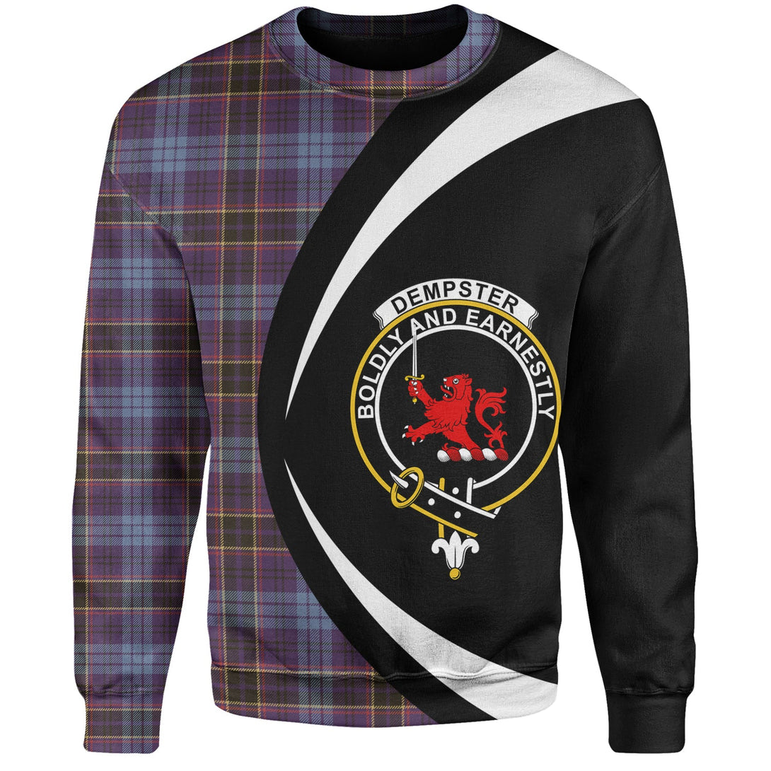 Dempster Weathered Clan Badge Tartan Sweatshirt Circle Style Personalized