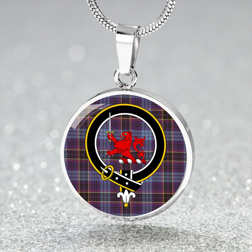 Dempster Weathered Clan Badge Tartan Classic Circle Necklace