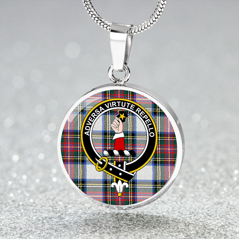 Dennistoun Clan Badge Tartan Classic Circle Necklace