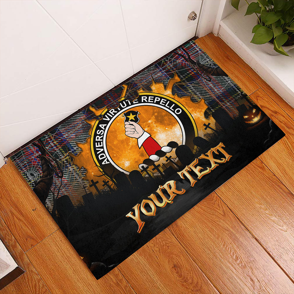 Dennistoun Clan Badge Tartan Personalize Doormat Happy Halloween Style