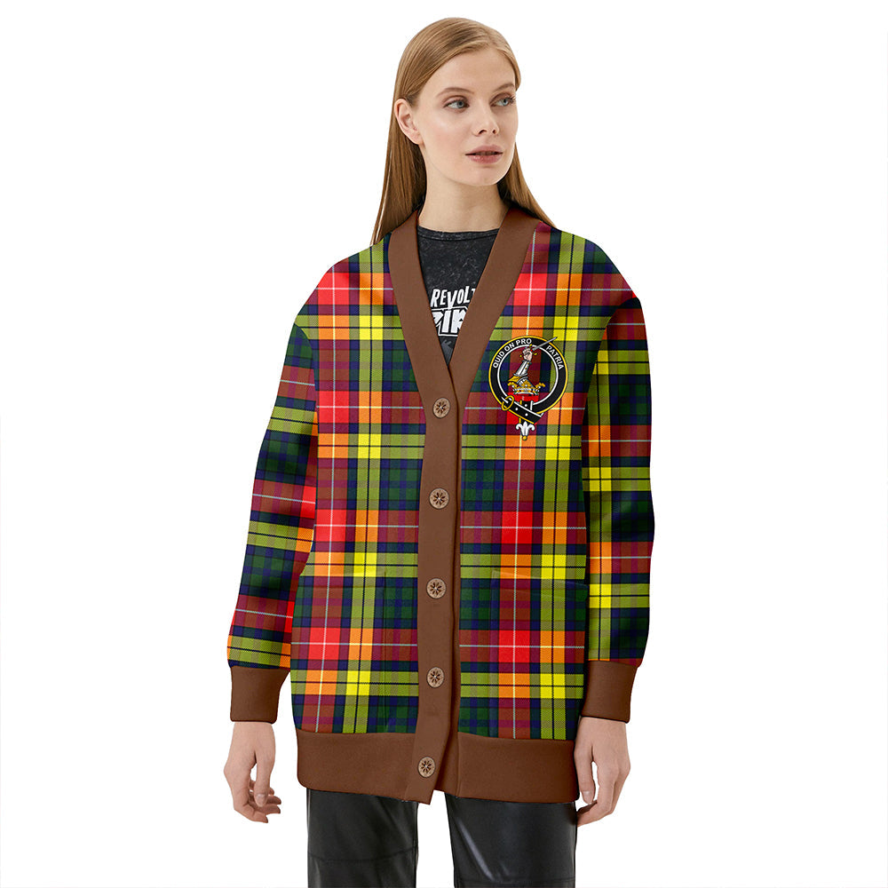 Dewar Clan Badge Tartan V-neck Cardigan