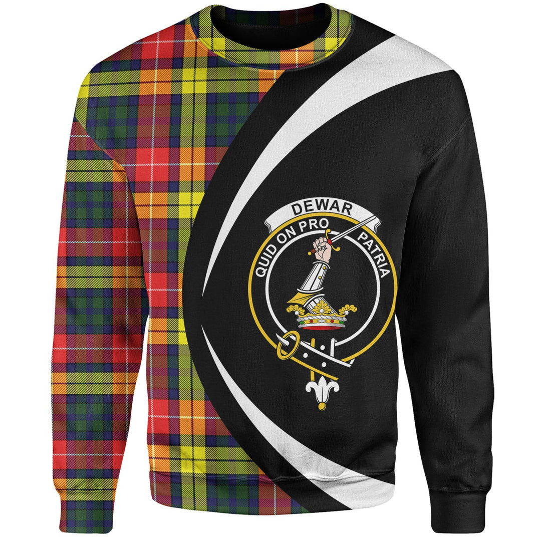 Dewar Clan Badge Tartan Sweatshirt Circle Style Personalized