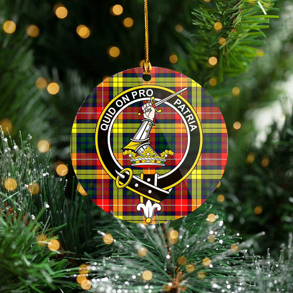 Dewar Clan Badge Tartan Plastic Christmas Ornaments