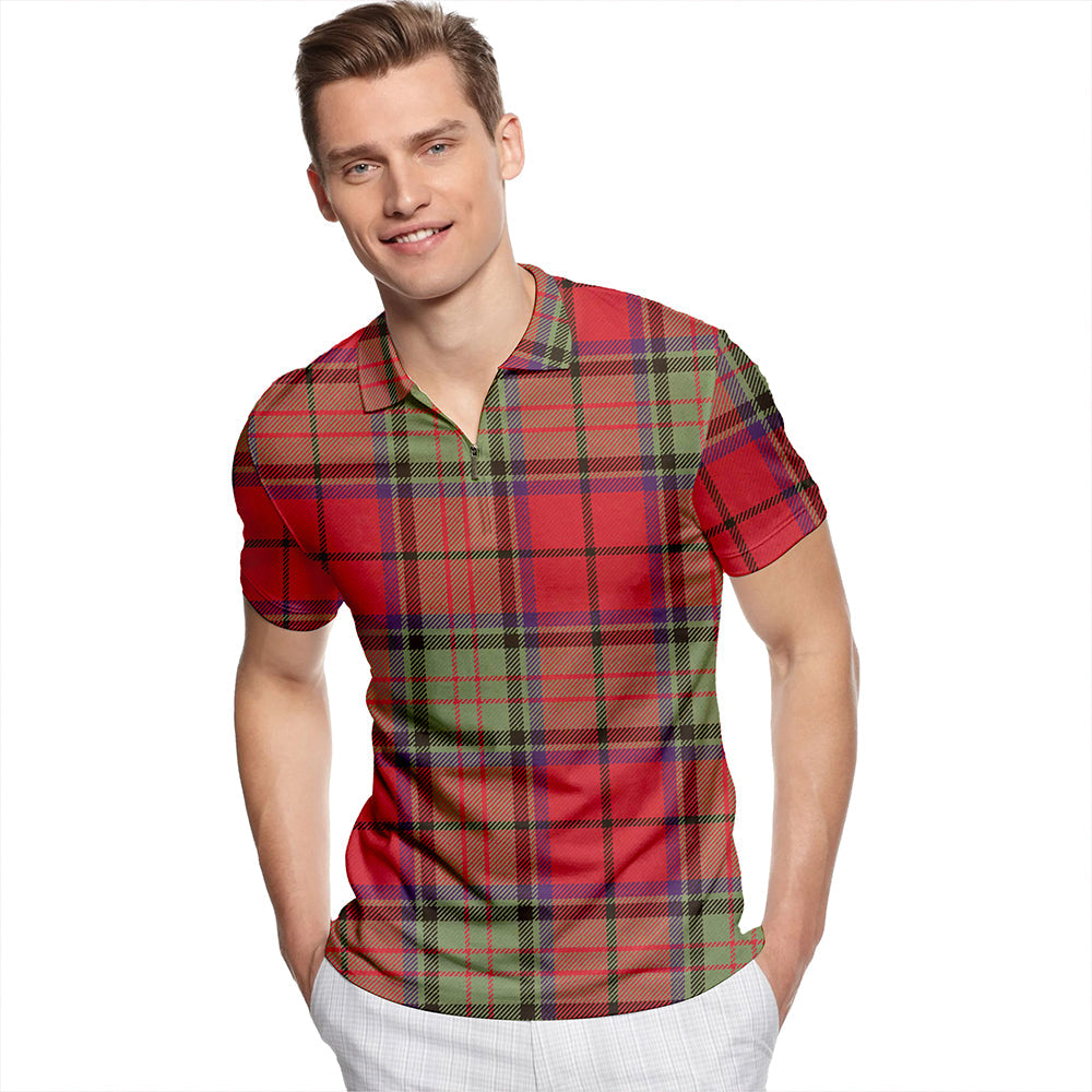 Dickie Weathered Tartan Classic Lapel Zip Short Sleeve Polo