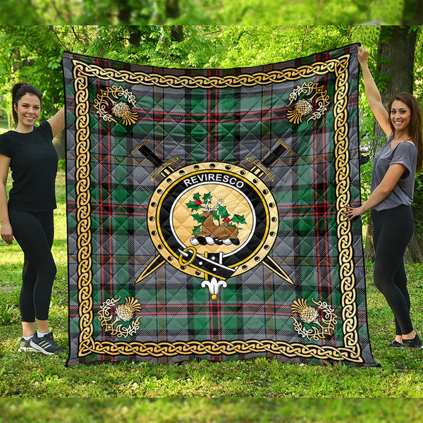 Dinwoodie Ancient Clan Badge Tartan Premium Quilt Celtic Shield