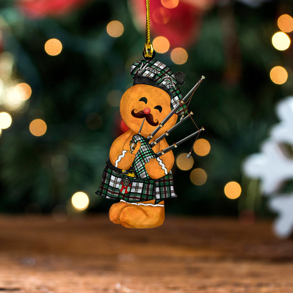 Dinwoodie Ancient Clan Badge Tartan Wood Acrylic Ornament Gingerbread Bagpipe Personalized