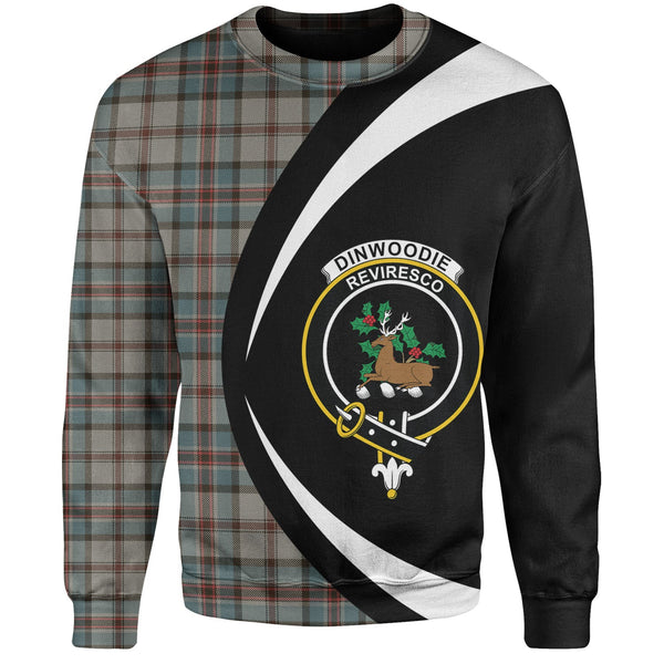 Dinwoodie Weathered Clan Badge Tartan Sweatshirt Circle Style Personalized