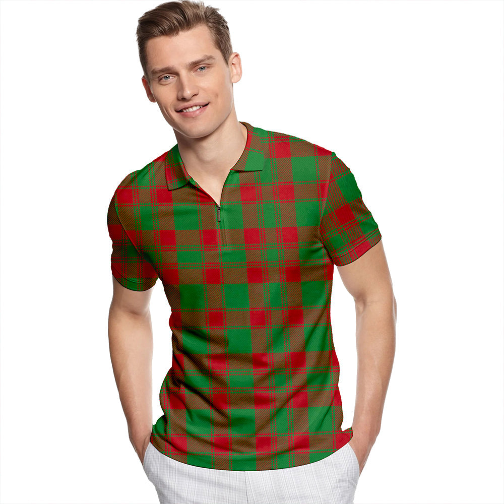 Donachie Modern Tartan Classic Lapel Zip Short Sleeve Polo